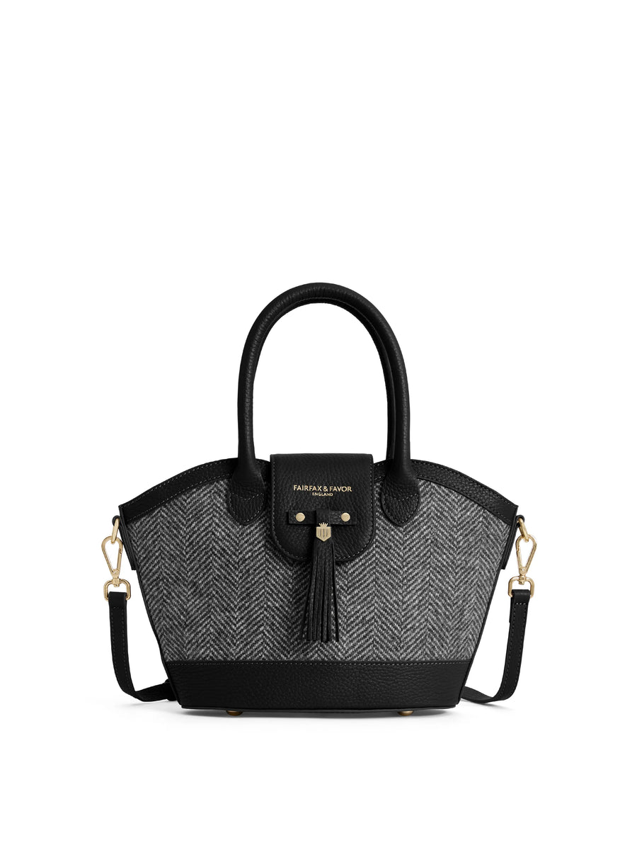 The Windsor - Women's Tote - Black Herringbone Leather