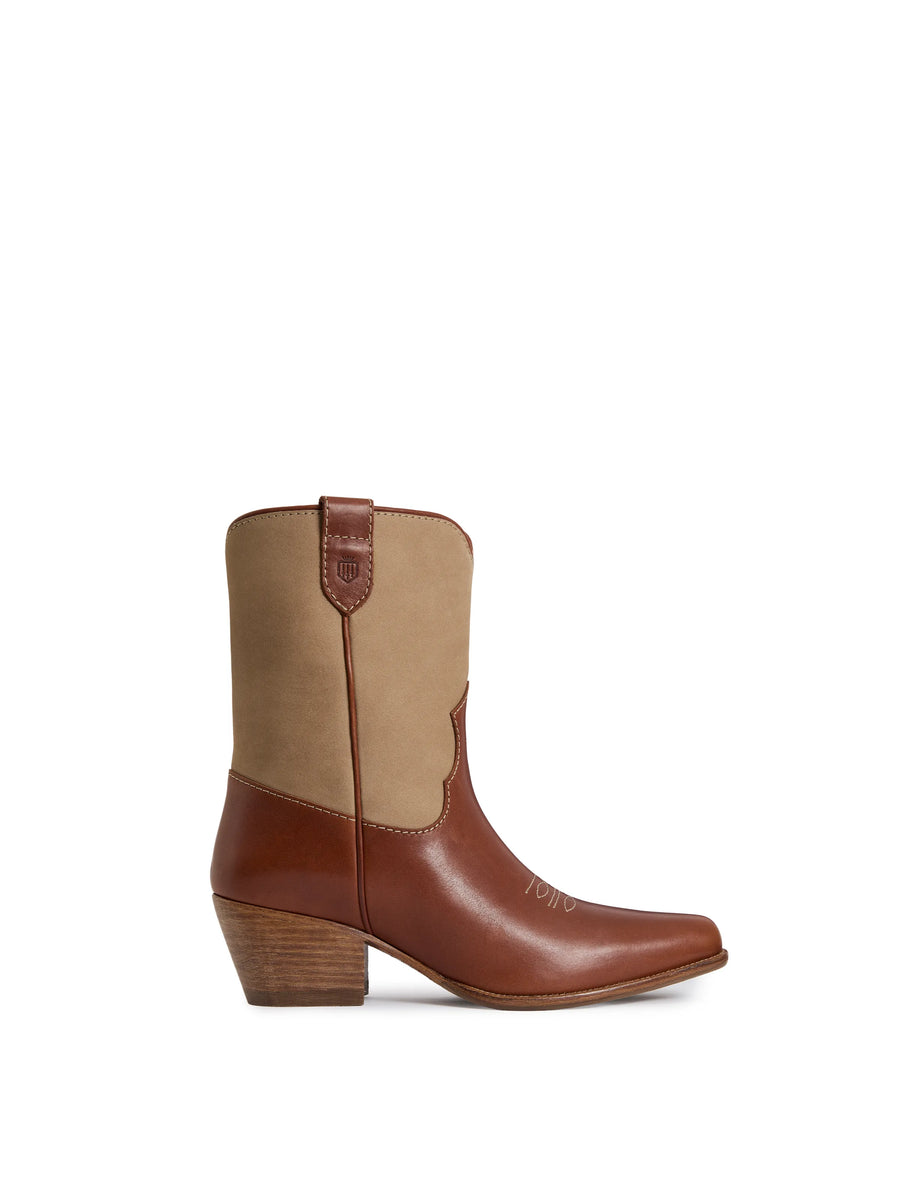 The Montana - Women's Ankle Boot - Tan Leather with Fawn Nubuck