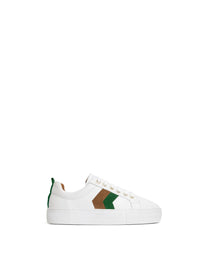 Alexandra Platform - White Leather with Clover Green & Tan (Stockist Exclusive)