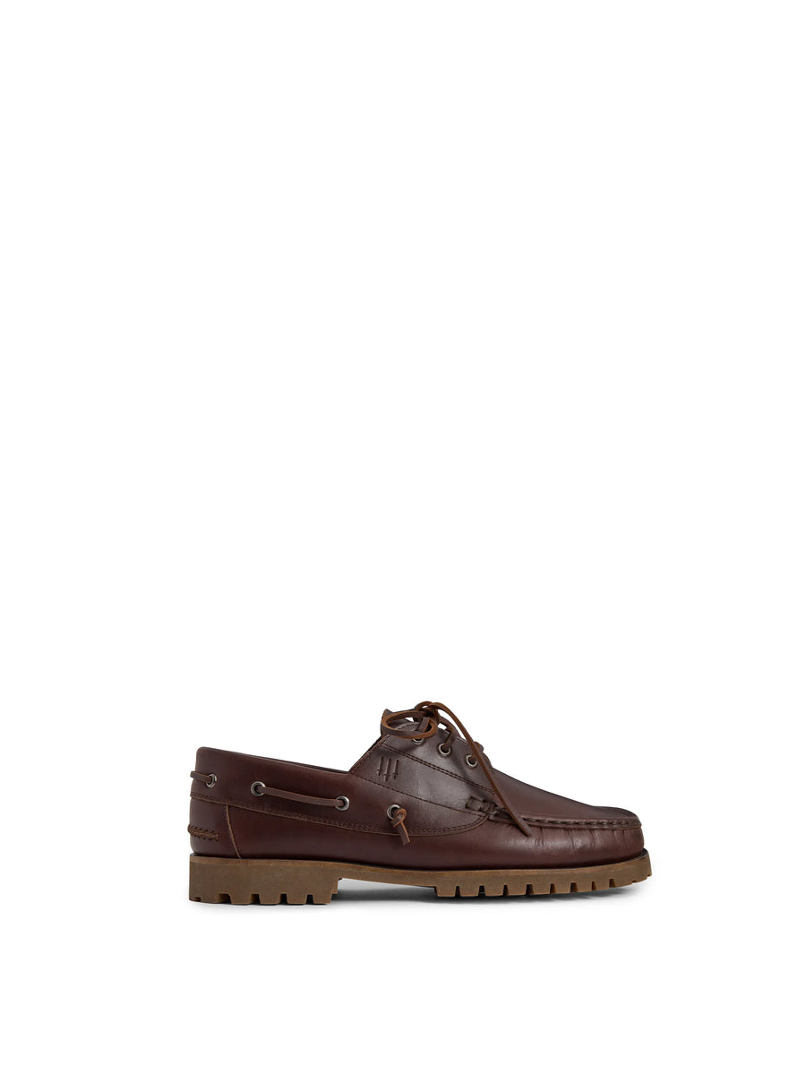 The Walberswick - Men's Deck Shoe - Mahogany Leather