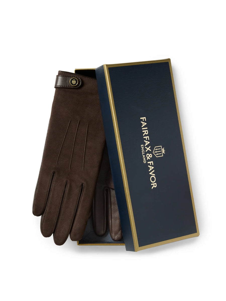 Pembury - Pembury Gloves - Mahogany Suede & Leather
