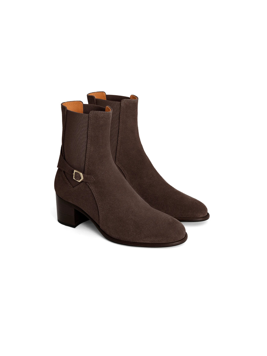The Ambleside - Women's Heeled Ankle Boots - Chocolate Suede