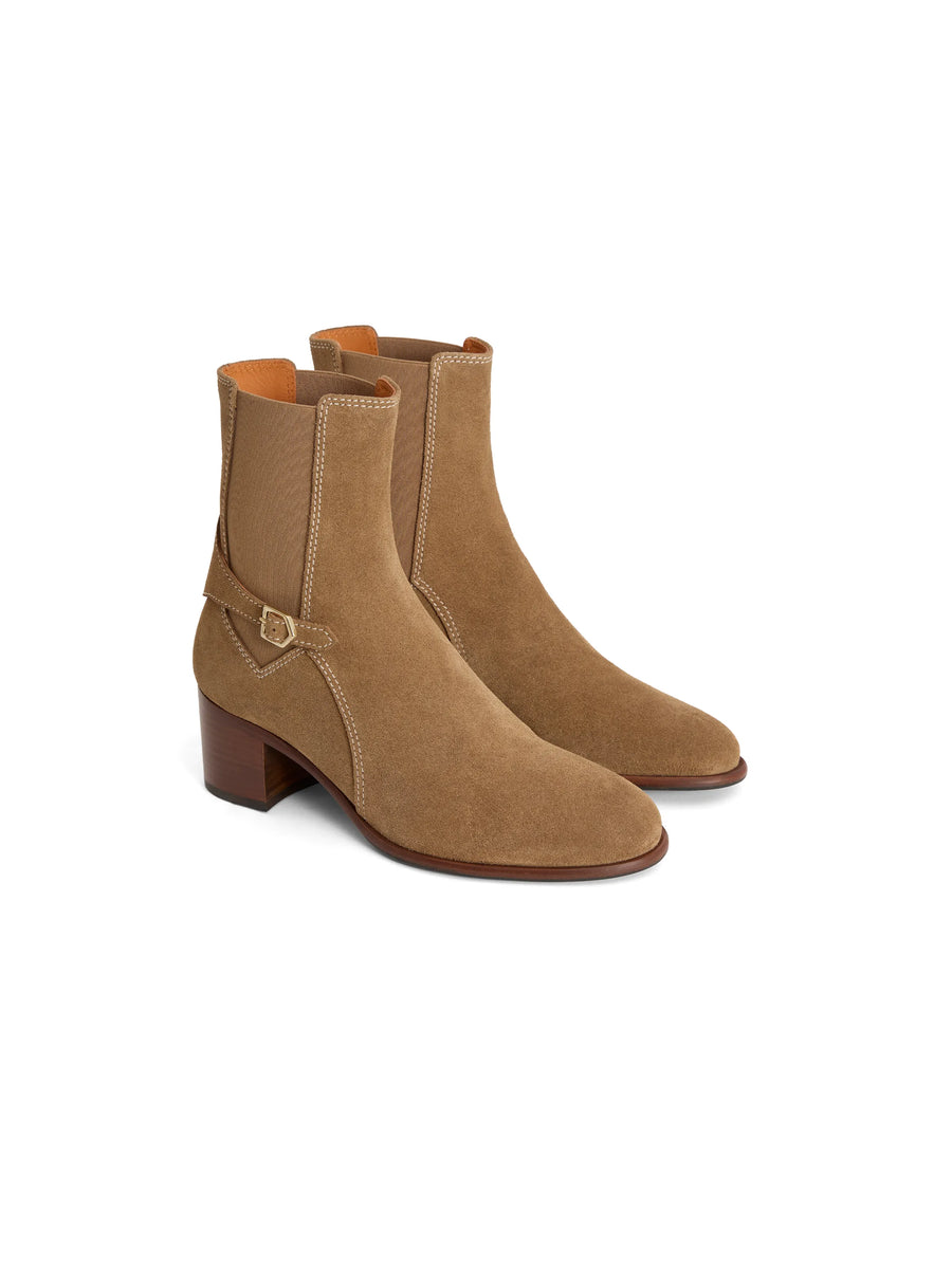 The Ambleside - Women's Heeled Ankle Boots - Tan Suede