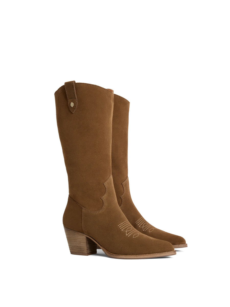 The Rockingham - Women's Mid Calf Boots - Tan Suede