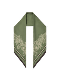 Mannington Silk Scarf - Green, Off White & Black