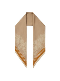 Mannington Silk Scarf - Beige, Off White & Orange