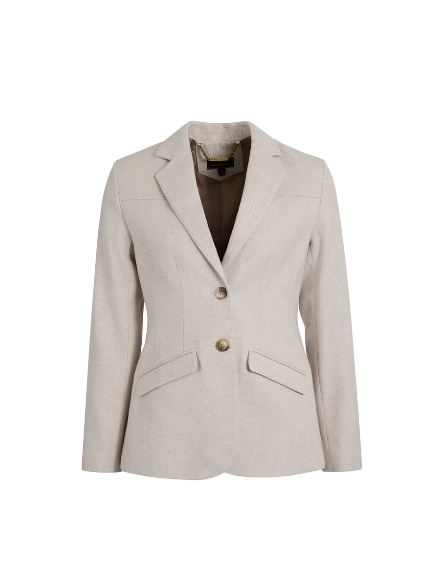 The Etta - Women's Textured Wool Blazer - Ecru