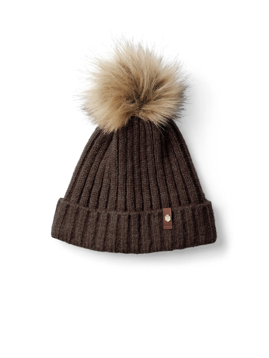 Bobble Hat - Women's Woolly Hat - Chocolate Wool | Fairfax & Favor