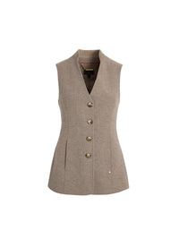 Eliza Herringbone Gilet - Driftwood