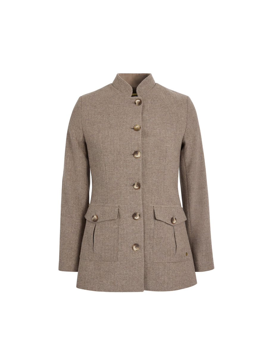 The Eliza - Women's Single Breasted Herringbone Jacket - Driftwood