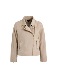 Thea Biker Jacket - Stone Suede