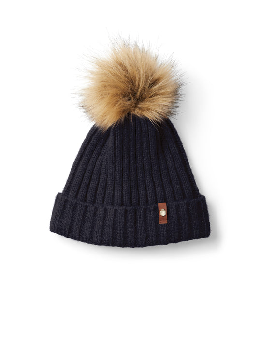 Bobble Hat Women's Woolly Hat Navy Wool Fairfax Favor