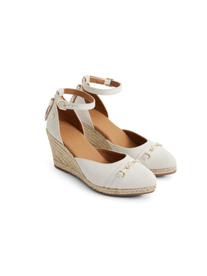 The Florence - Women's Espadrille Wedge - Ivory Suede