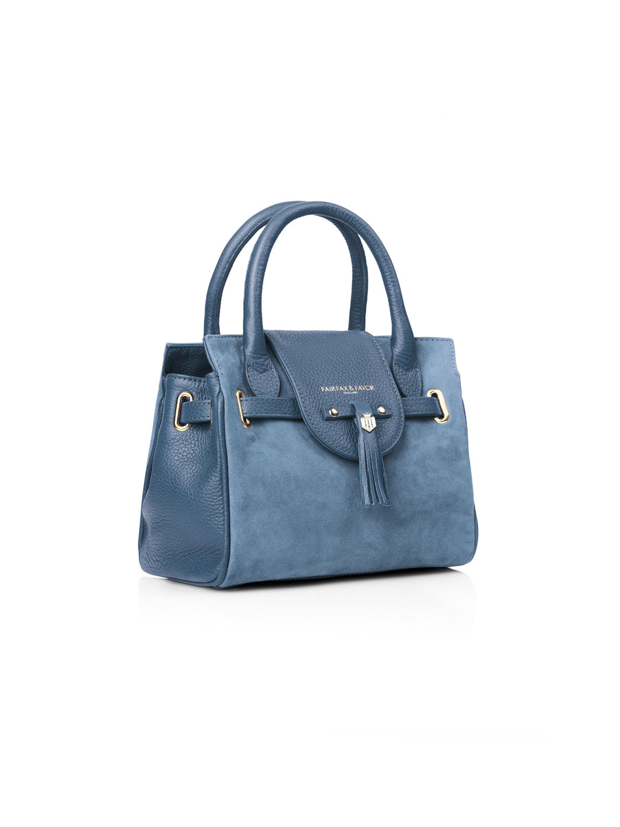 The Windsor - Women's Mini Handbag - Cornflower Blue Suede