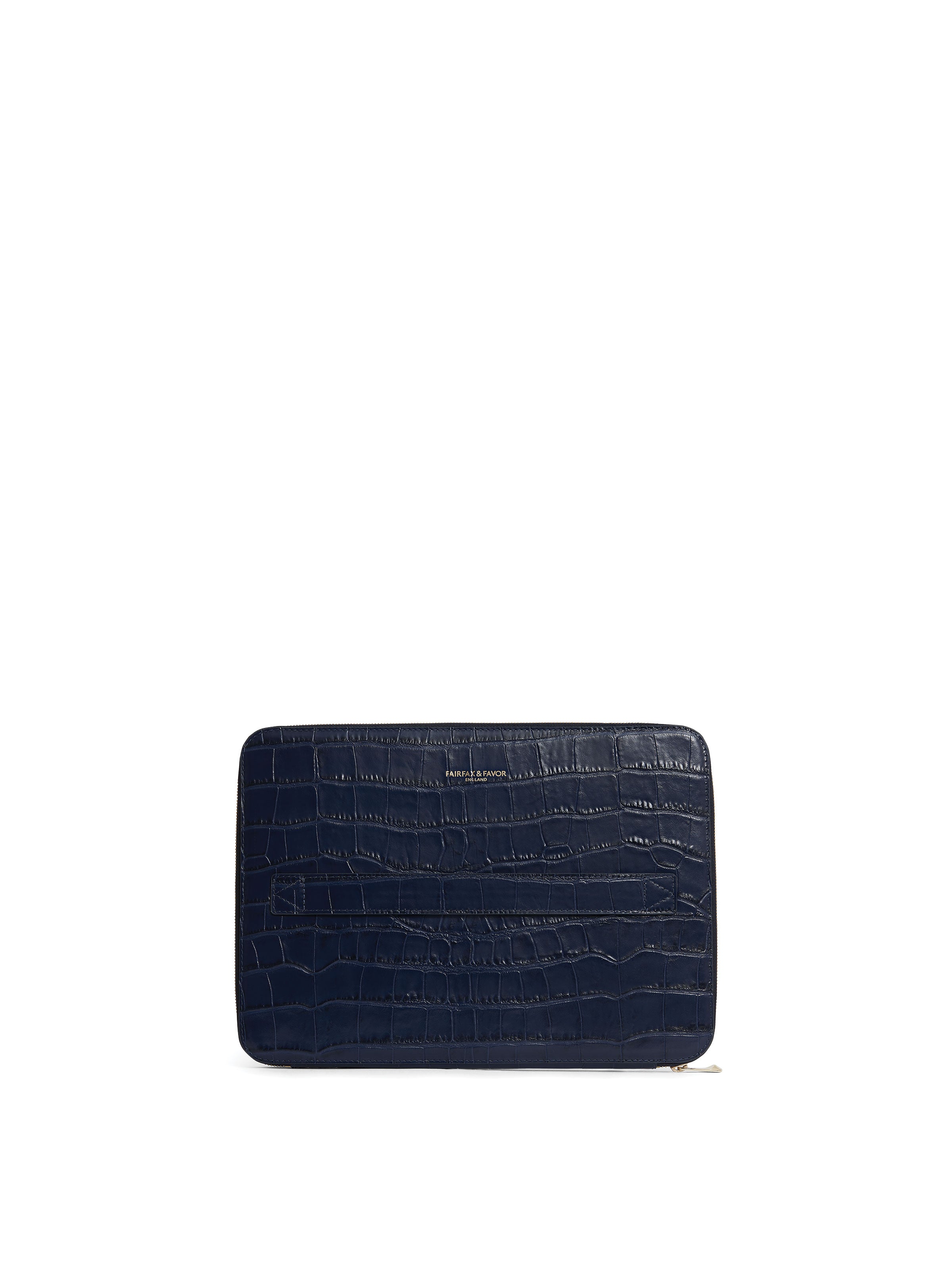 Moorgate - Unisex Folio Bag - Navy Croc Leather | Fairfax & Favor