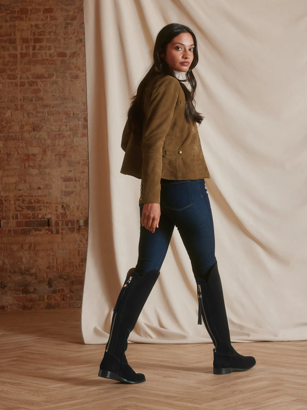 Flat Amira - Black Suede - Tall Boots
