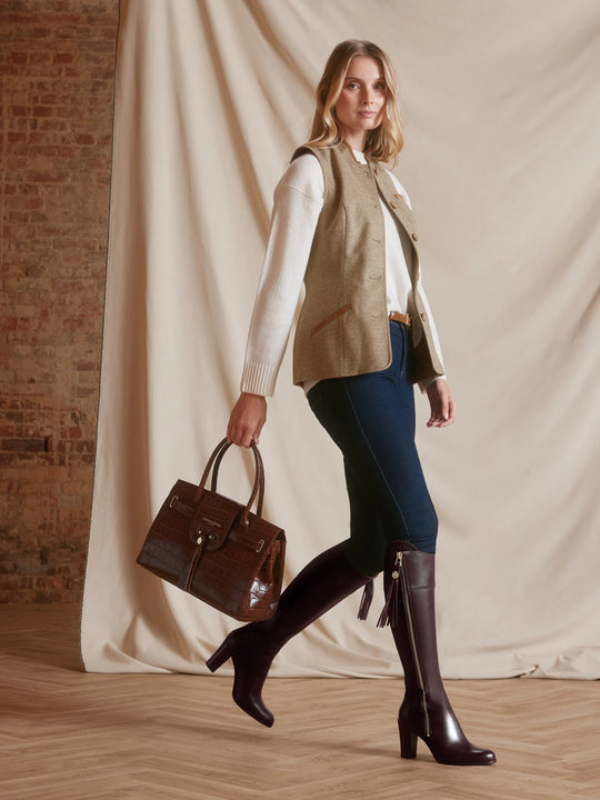 High-Heeled Regina - Tall Boots - Mahogany Leather | Fairfax & Favor