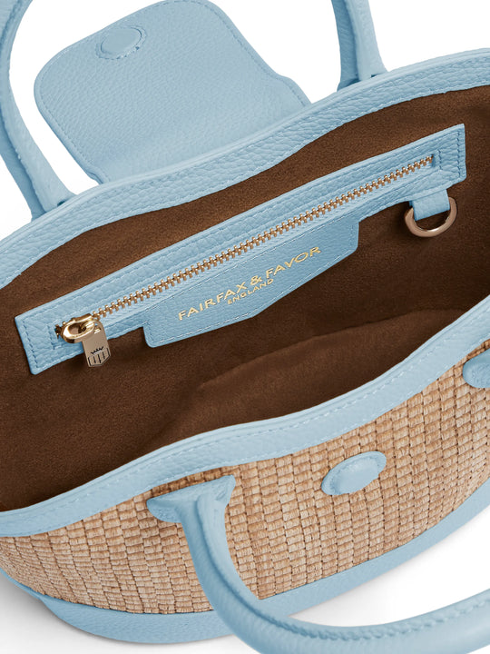 Mini Windsor Basket - Women's Bag - Sky Blue Leather | Fairfax & Favor