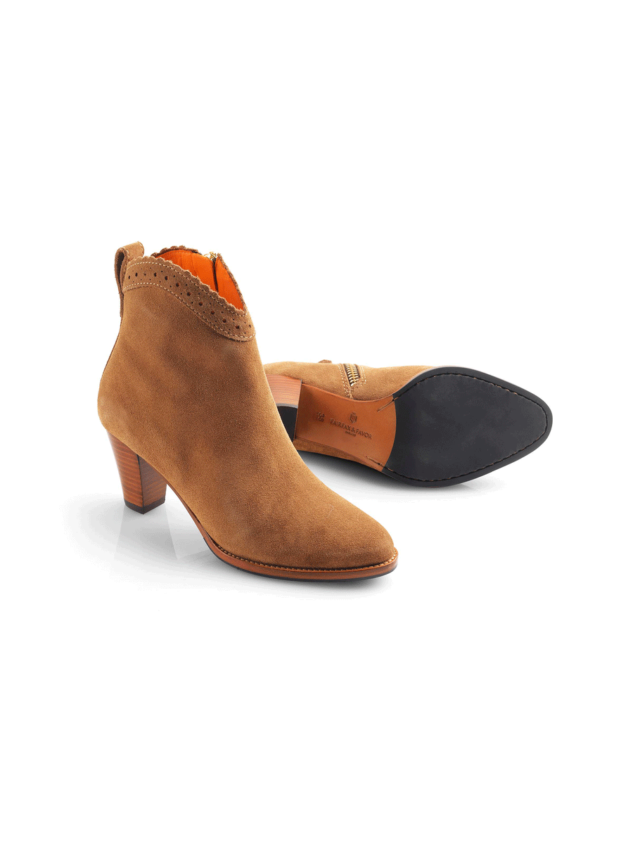 The Regina Ankle - Women's Ankle Boots - Tan Suede
