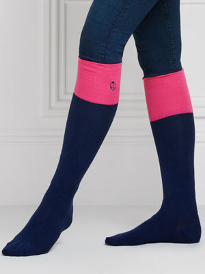 The Signature Women&#039;s Knee High Socks - Navy &amp; Hot Pink