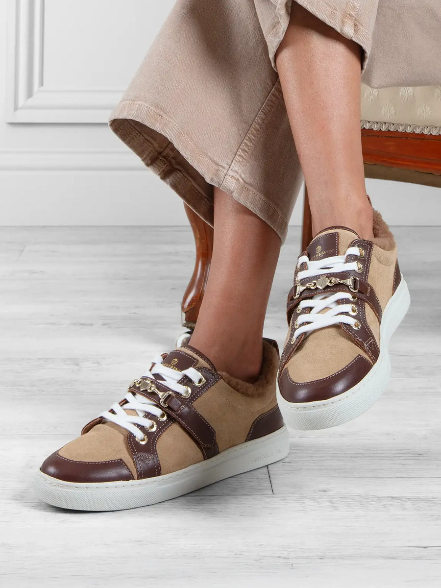 The Edinburgh - Women's Trainers - Caramel Suede & Shearling