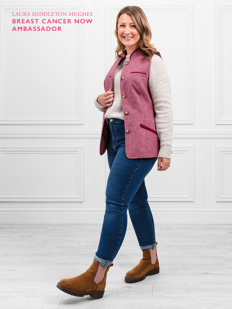 The Madeline Gilet - Breast Cancer Now Pink Herringbone