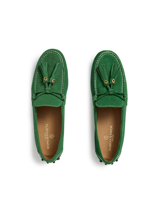 Rutland - Women's Driver - Clover Green Suede | Fairfax & Favor