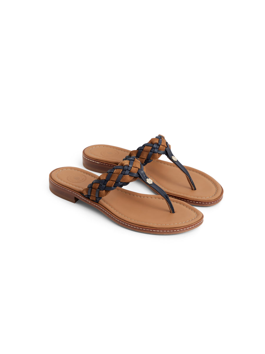The Tuscany - Women's Sandals - Tan & Navy Leather