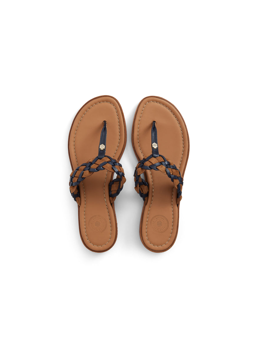 The Tuscany - Women's Sandals - Tan & Navy Leather