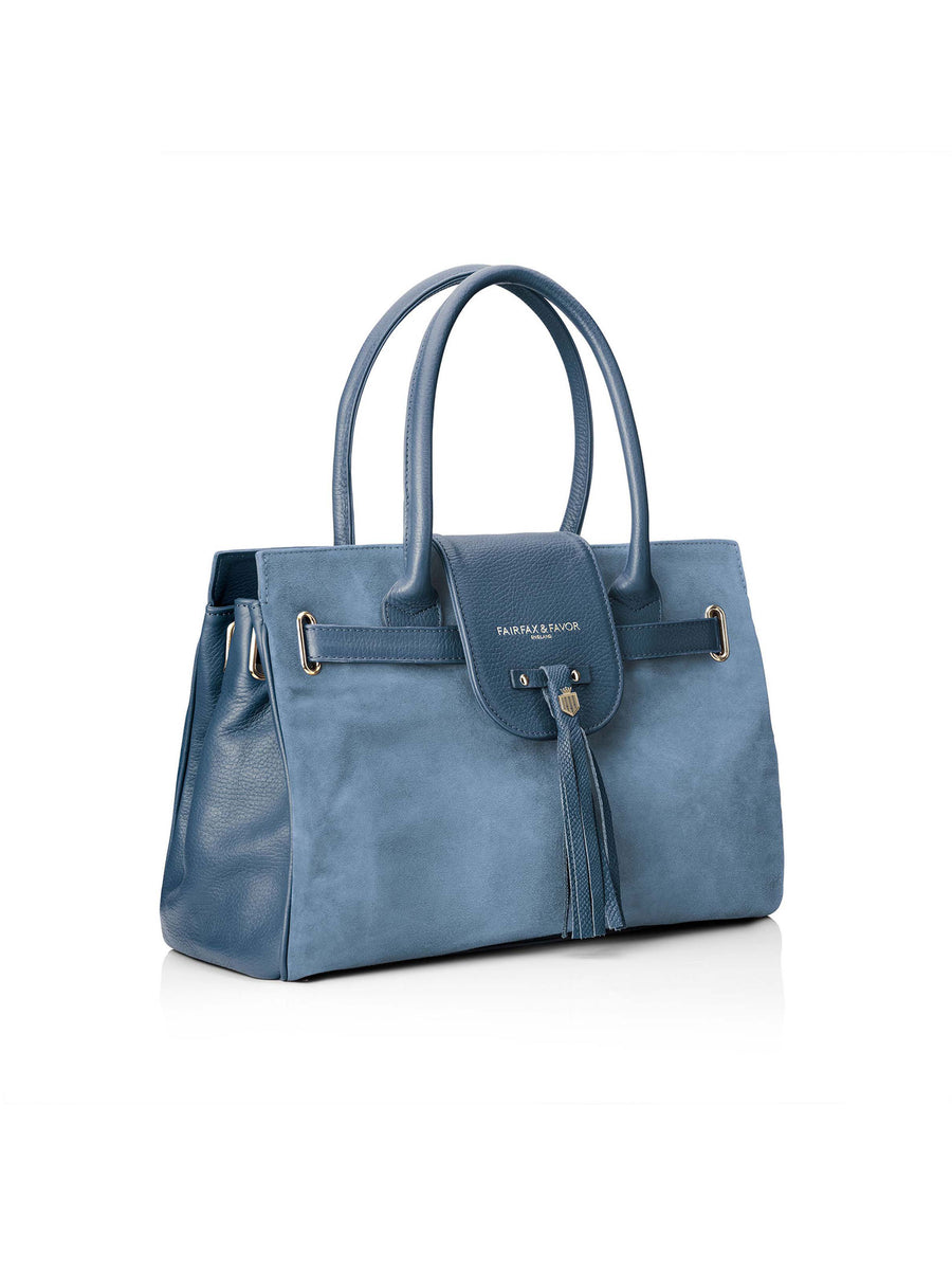The Windsor - Women's Handbag - Cornflower Blue Suede