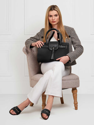 The Windsor - Women's Handbag - Black Suede