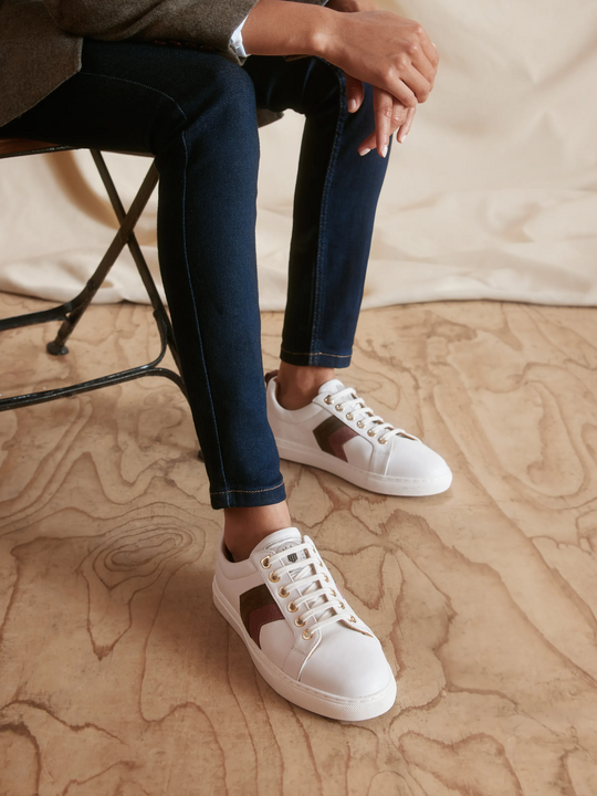 Alexandra - Women's Trainers - White - Heather & Fog | Fairfax & Favor
