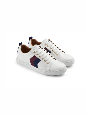 The Alexandra - Women's Sneaker - White Leather with Plum & Ink Suede