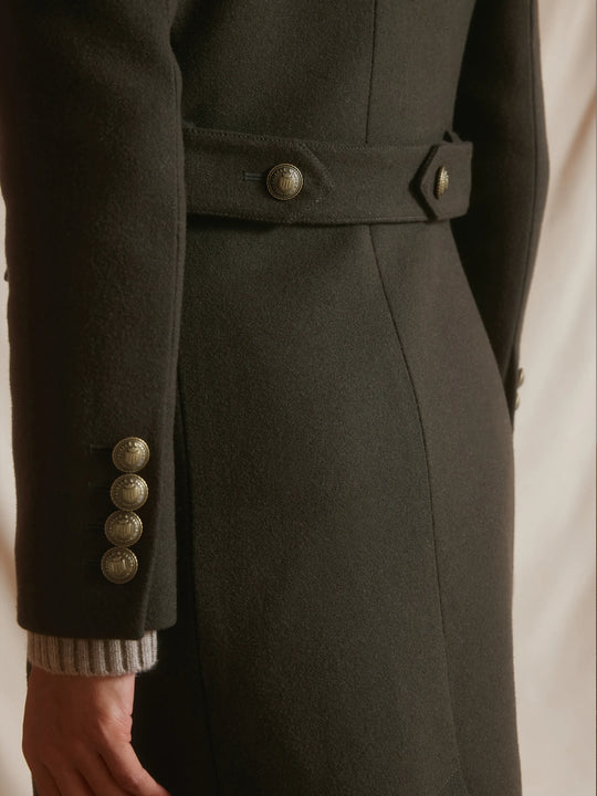 Amelia - Women's Coat - Military Green Wool | Fairfax & Favor