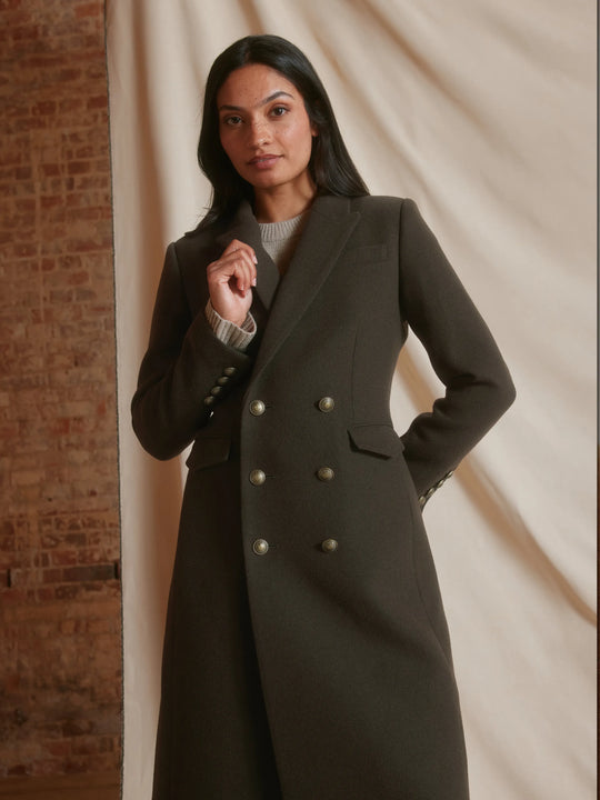 Amelia - Women's Coat - Military Green Wool | Fairfax & Favor