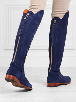 Flat Amira - Women's Over the Knee Boot in Ink | Fairfax & Favor