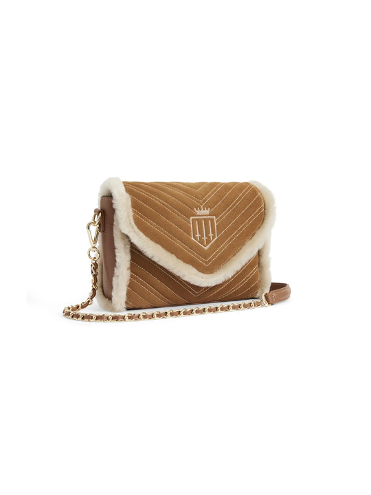 Edinburgh Women's Shearling Crossbody Bag Tan Fairfax Favor