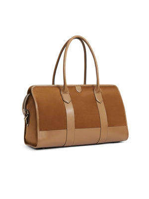 The Hampstead - Unisex Holdall - Tan Suede & Leather