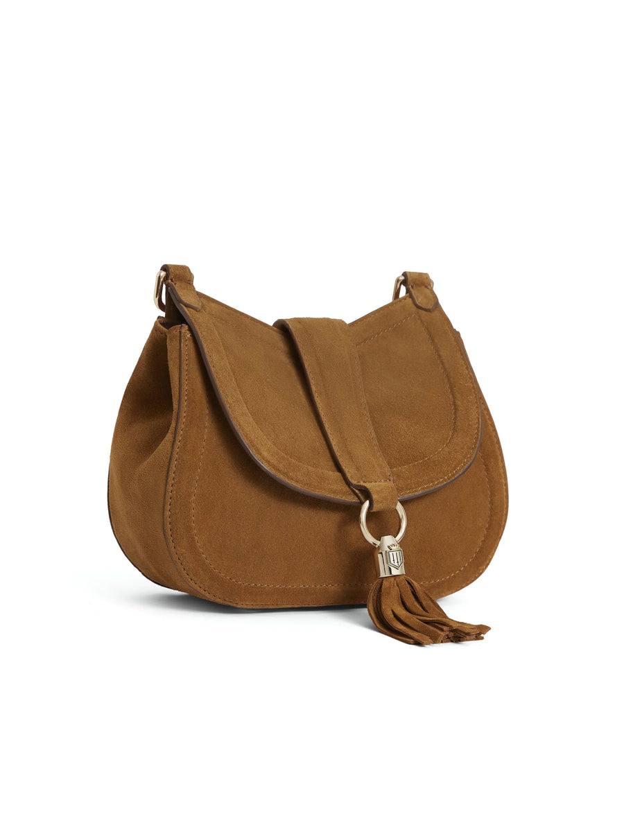 The Langham - Women's Messenger Bag - Tan Suede