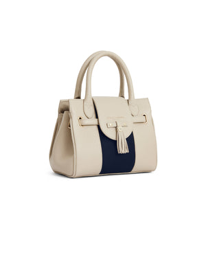 Mini Windsor Handbag - Stone Leather & Navy Suede (Store Exclusive)