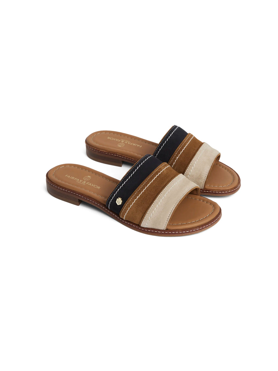 The Santorini - Women's Mules - Tri-Colour Suede