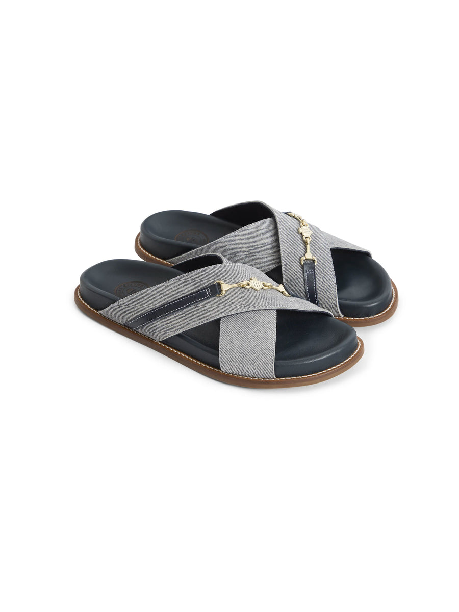 The Southwold - Women's Footbed Sandals - Denim Suede