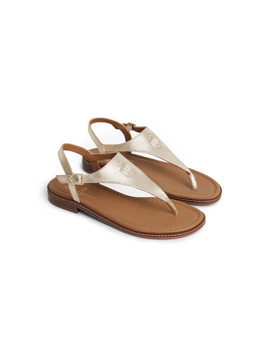 The Vienna - Women's Flat Sandal - Gold Leather