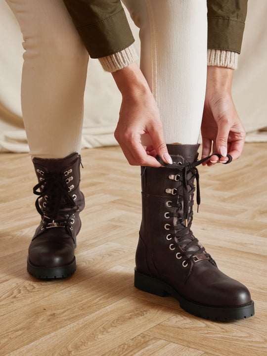 靴 semantic design combat Leather boots y2k Anglesey - Women's Combat Boots - Mahogany | Fairfax & Favor