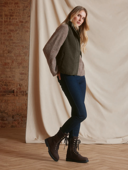 Anglesey - Women's Combat Boots Chocolate Nubuck | Fairfax & Favor