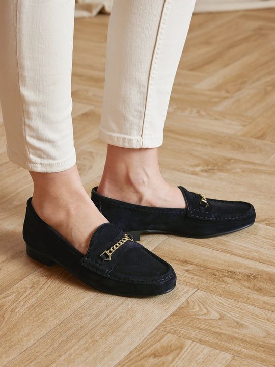 dusty blue summer dress The Apsley - Navy Blue Suede
