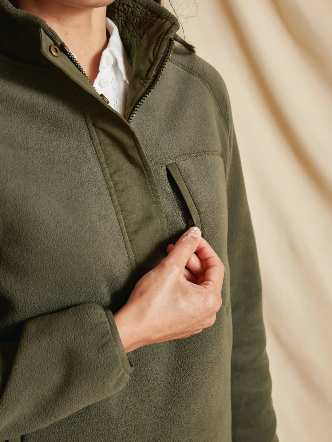Aria 1 & 4 Zip Fleece - Khaki - Jackets