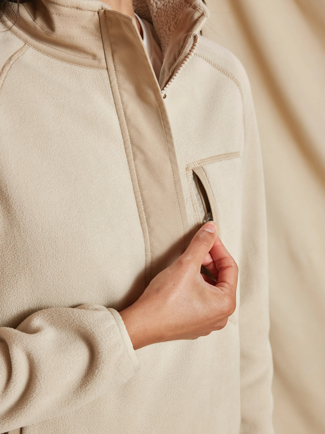 Aria 1 & 4 Zip Fleece - Oatmeal - Jackets