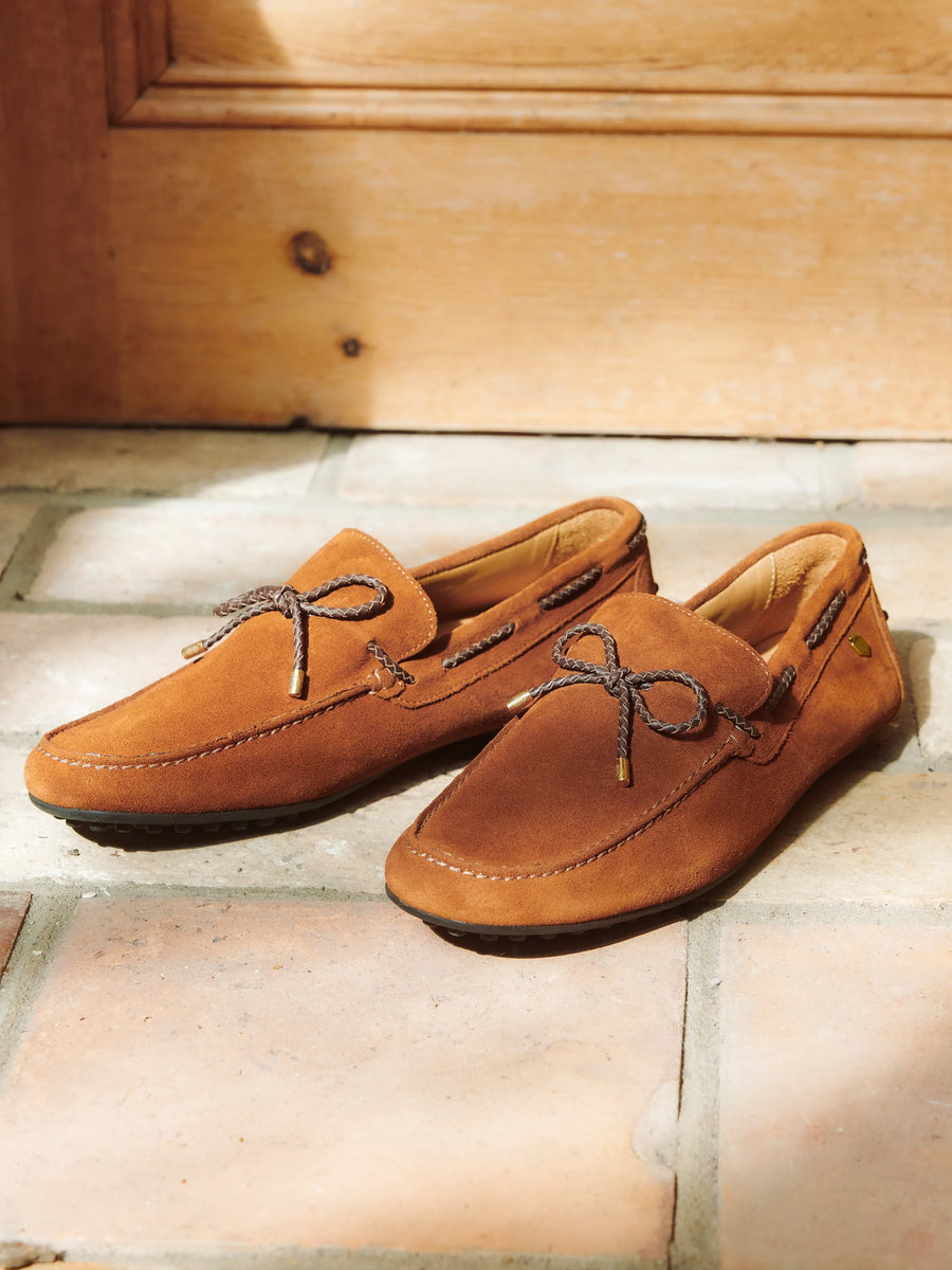The Aston - Men's Driving Shoes - Cognac Suede