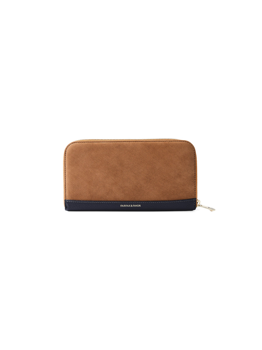 The Salisbury - Women's Purse - Tan & Navy Suede